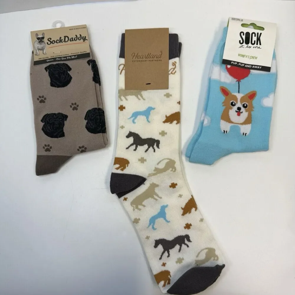 Veterinarian Animal Lover 3 Pair New Sock Bundle Lot Unisex New